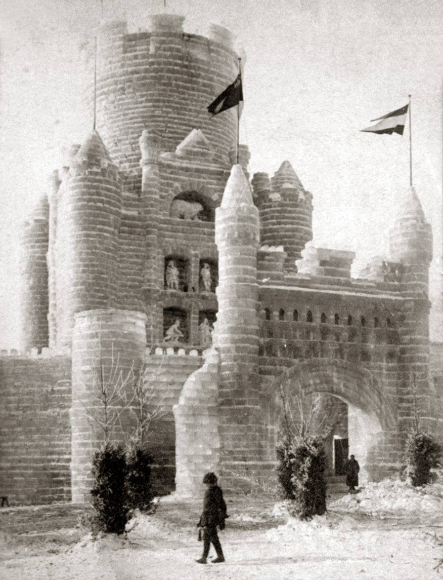 The 1888 ice palace, located in Central Park, used 55,000 blocks of ice and cost $12,500. (Pioneer Press file photo)