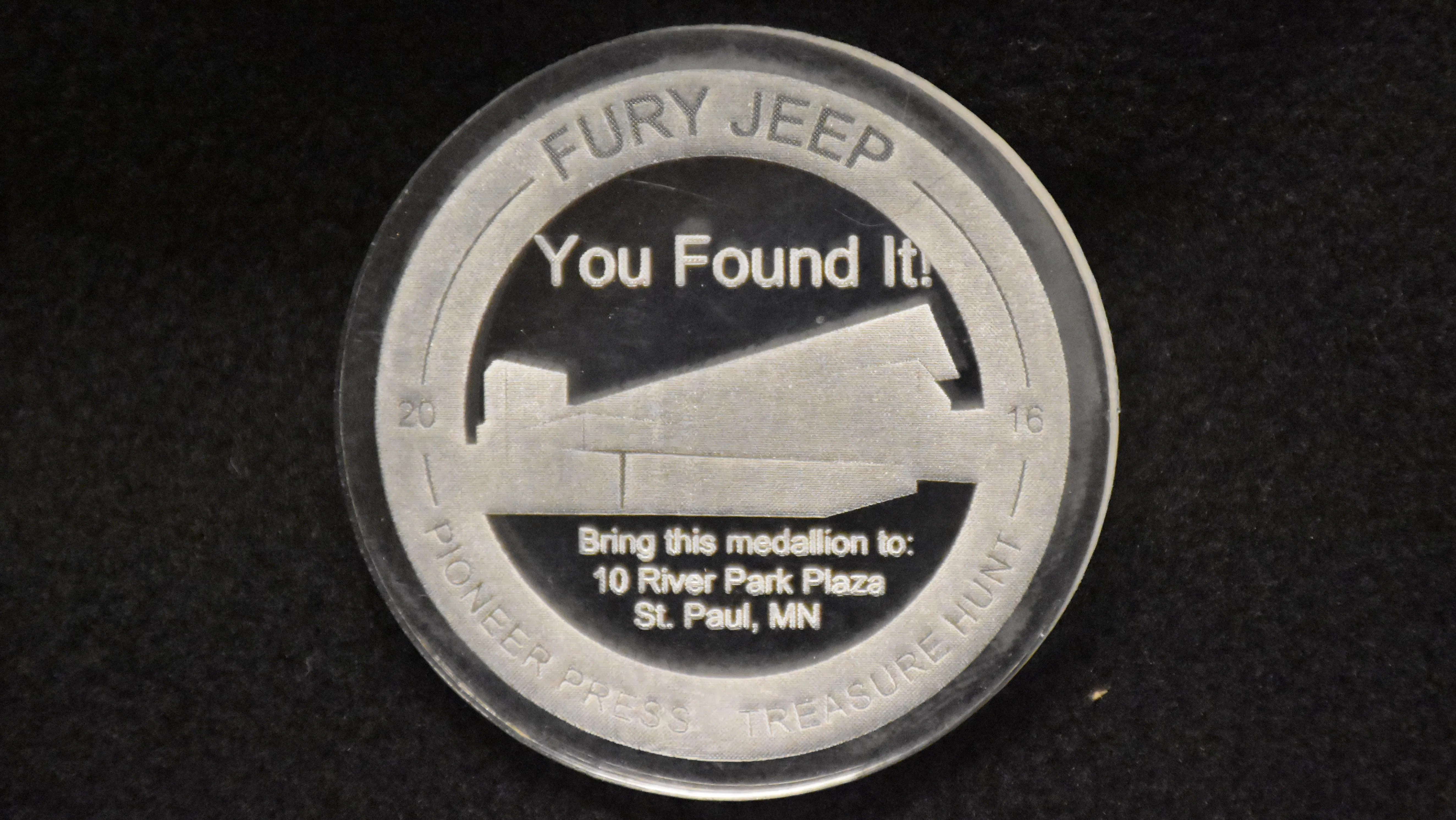 An unused Pioneer Press Treasure Hunt Medallion featuring CHS Field, home of the St. Paul Saints, is pictured. The medallion is one of three struck as candidates for the 2016 hunt. Pioneer Press: Dave Orrick