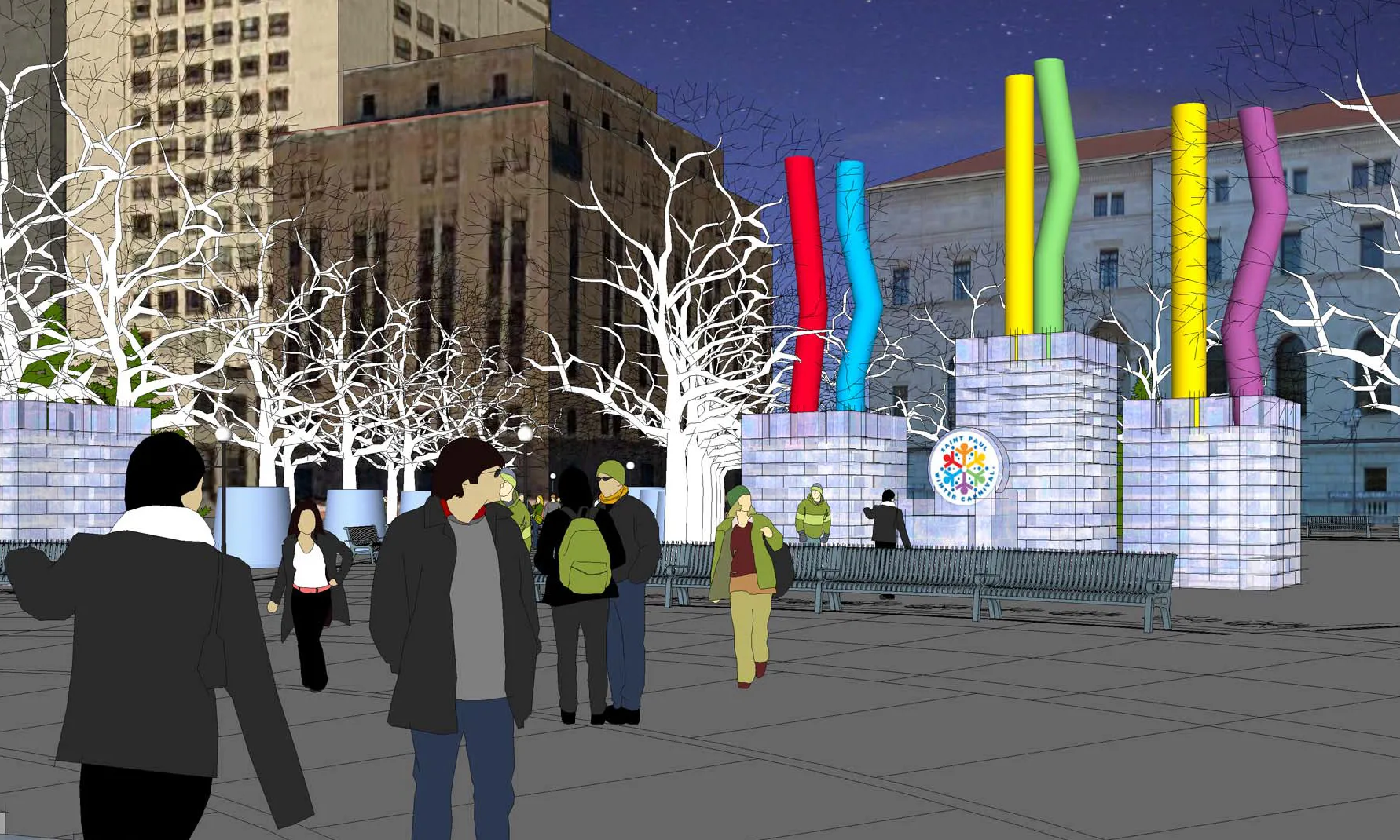 A rendering of the mini ice palace planned for Rice Park for the 2017 St. Paul Winter Carnival. (Courtesy of St. Paul Winter Carnival)
