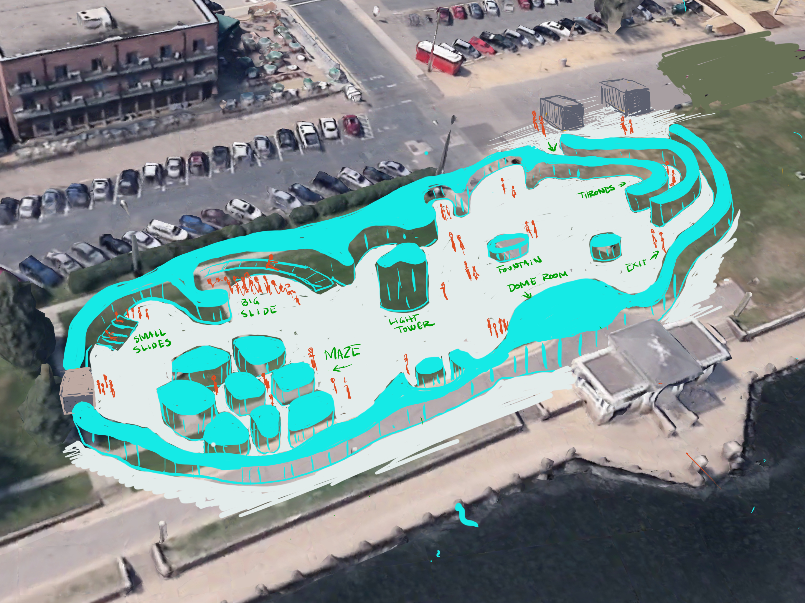 A sketch of the plan for a new Ice Castle to be built in downtown Stillwater this winter. 