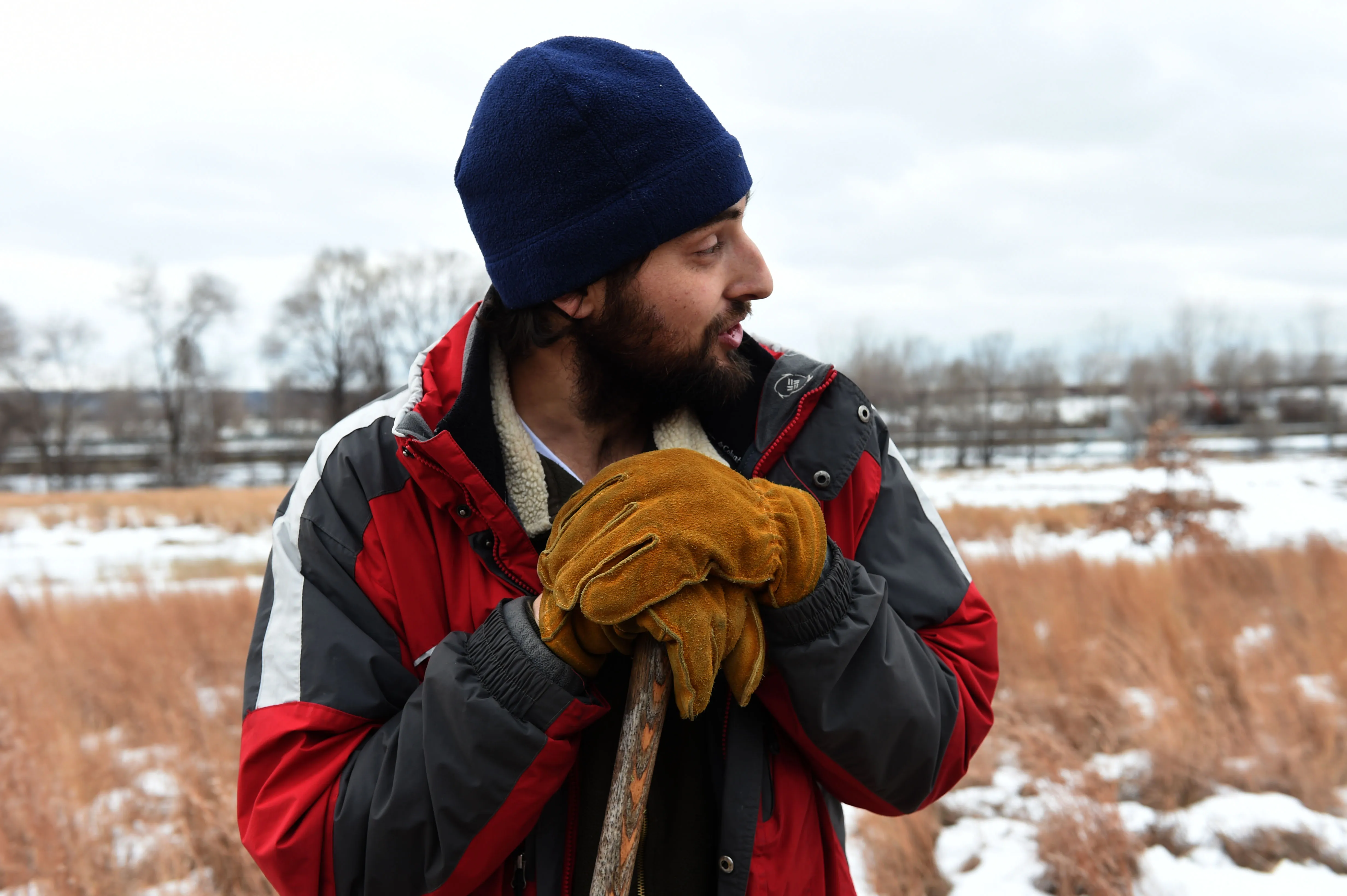 Winter Carnival treasure hunter Todd Huebert of St. Paul searches for the medallion in Bruce Vento Nature Sanctuary in St. Paul on Thursday, Jan. 28, 2016. (Pioneer Press: Scott Takushi)