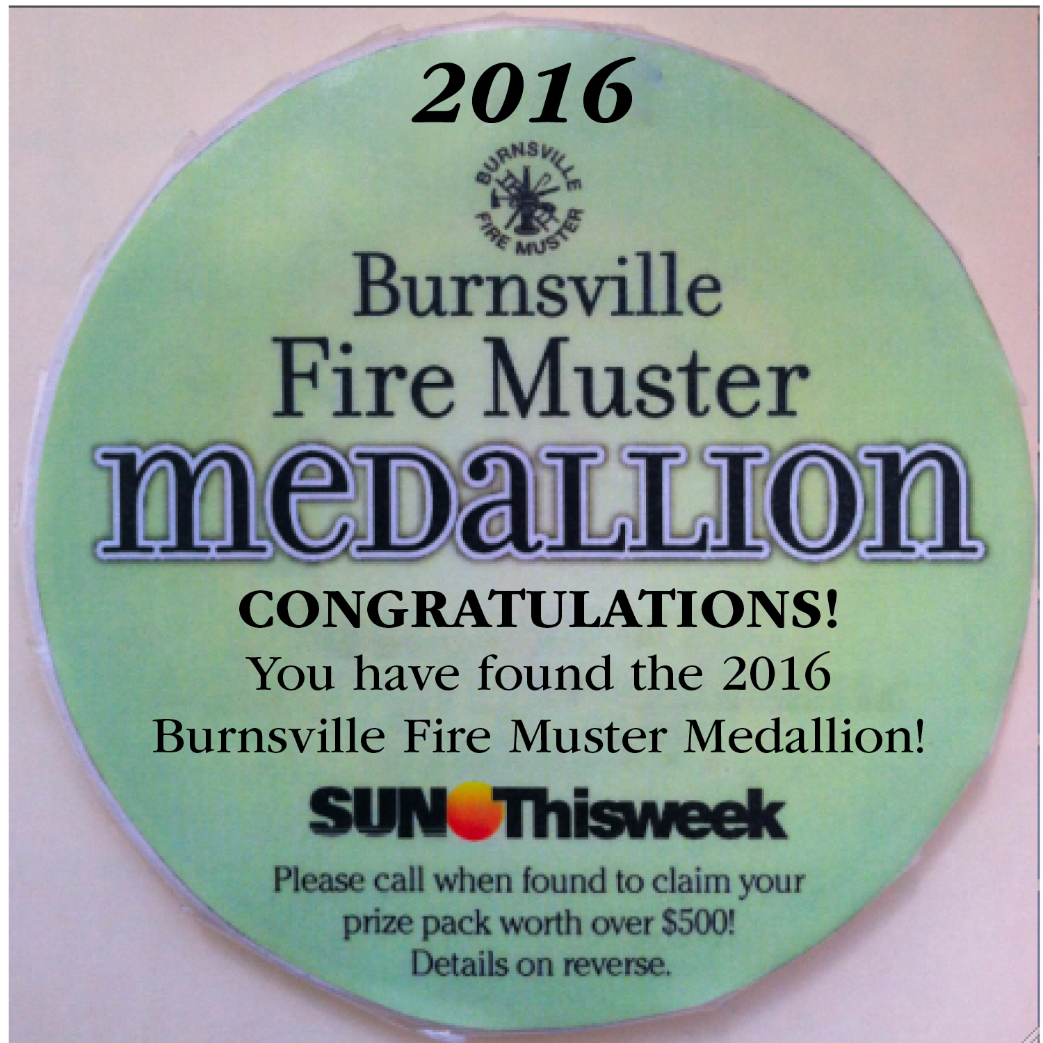 fire muster medallion 2016