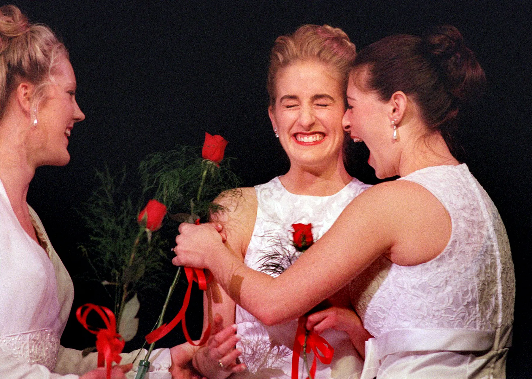 Danielle Radke is congratulated by Patrice Slauson after being chosen Queen of the Snows of the 1998 St. Paul Winter Carnival on Jan. 30, 1998. Radke, 26, of Woodbury cares for children with cardiac and respiratory illnesses. (Pioneer Press File)