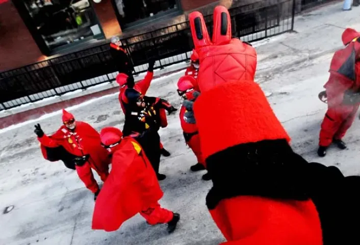 A group of Vulcans cavorting in the streets during the 2009 Winter Carnival.