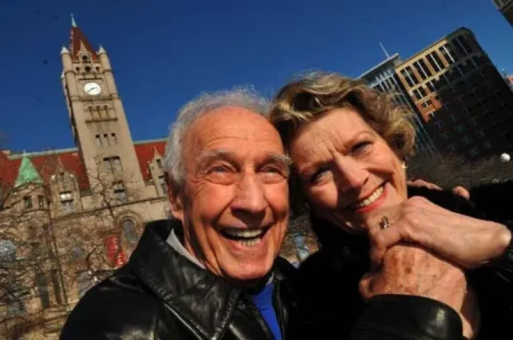 Charlie Hall and Dorothy Arneberg Furlong are to be wed February 5, 201 in Rice Park...as part of the Winter Carnival festivities. Photographed in Rice Park with the Landmark Center in the background On Wednesday morning January 12, 2011. (Pioneer Press: John Doman)