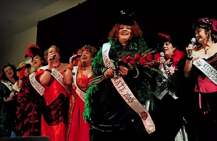 Anita Elizabeth Mack of St. Paul was crowned Klondike Kate 2013 by the judges at the annual Winter Carnival event held at The Prom Center in Oakdale, Mn., January 9,2013. She stood onstage with past years’ winners. (Pioneer Press: Scott Takushi)