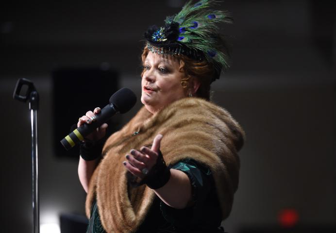 Theresa McConnon of St. Paul takes her turn in front of the judges as the Winter Carnival's Klondike Kate competition was held at the Prom Center in Oakdale, Wednesday night, January 13, 2016. (Pioneer Press: Scott Takushi)