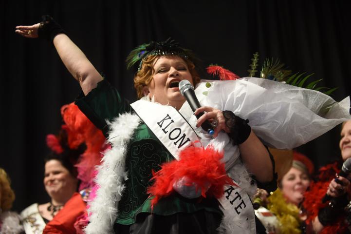 Theresa McConnon of St. Paul is crowned the winner of the Winter Carnival\&amp;apos;s Klondike Kate competition held at the Prom Center in Oakdale, Wednesday night, January 13, 2016. (Pioneer Press: Scott Takushi)