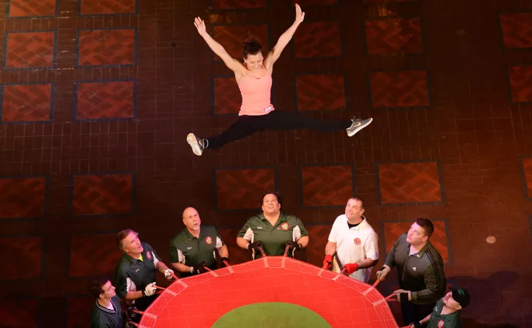 Bouncing Girl candidate and eventual winner Bailee Jo Meyer wows the judges during the St. Paul Bouncing Team tryouts at the Landmark Center in St. Paul on Friday, February 5, 2016. (Pioneer Press: John Autey)
