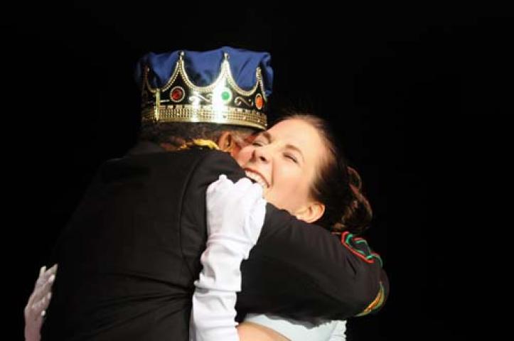 Gretchen Spier 2010 Queen of the Snows gets a hug from the new King Boreas Rex, Art Blakey, Jr. Thursday night January 21, 2010 at the RiverCentre in St. Paul. (Pioneer Press: Chris Polydoroff)