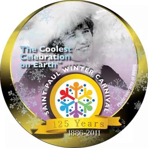 One of four St. Paul Winter Carnival button designs designed by Spencer Smith, associate creative director at Concept Group, a St. Paul-based marketing communications agency. (Courtesy to Pioneer Press)