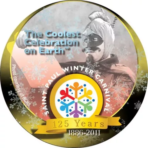 One of four St. Paul Winter Carnival button designs designed by Spencer Smith, associate creative director at Concept Group, a St. Paul-based marketing communications agency. (Courtesy to Pioneer Press)