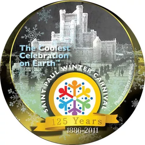 One of four St. Paul Winter Carnival button designs designed by Spencer Smith, associate creative director at Concept Group, a St. Paul-based marketing communications agency. (Courtesy to Pioneer Press)