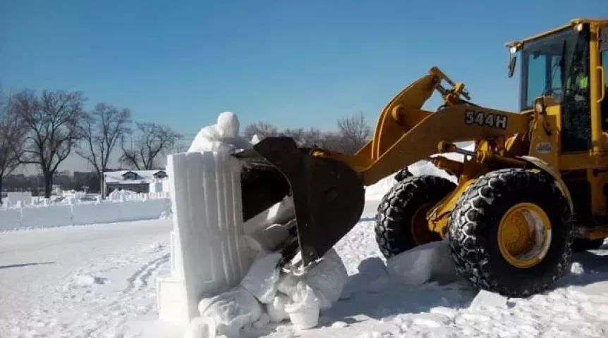 Remains of St. Paul’s Winter Carnival bulldozed Thursday at the Minnesota State Fairgrounds.