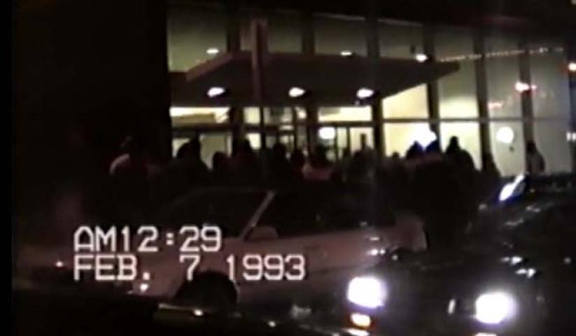Screen grab from video of the 1993 Pioneer Press Treasure Hunt. Here, people wait to get clues that could only be had through hot-off-the-presses newspapers. (Video provided by Jesse Anibas)