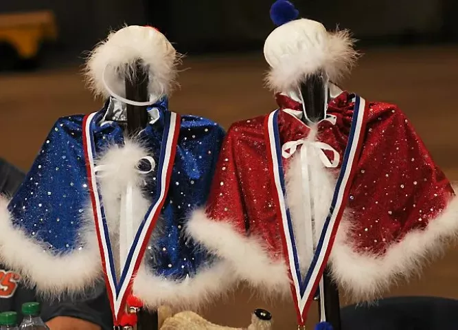 Tiny little capes and hats await the winners of the "King Cat" and "Queen Cat" competition at the Saintly City Cat Club's 38th Annual Championship Cat Show at Roy Wilkins Auditorium in St. Paul on Sunday, January 26, 2014. (Pioneer Press: Scott Takushi)
