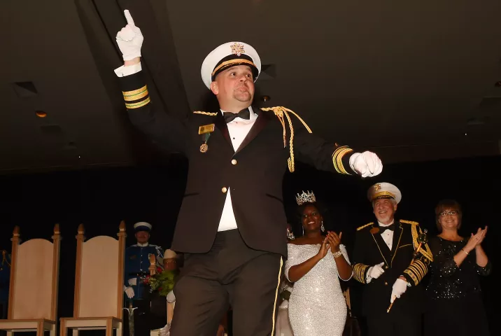 Jim Flaherty if introduced at King Boreas LXXX at the St. Paul Winter Carnival Royal Coronation at the St. Paul River Centre on Friday, January 29, 2016. (Pioneer Press: John Autey)
