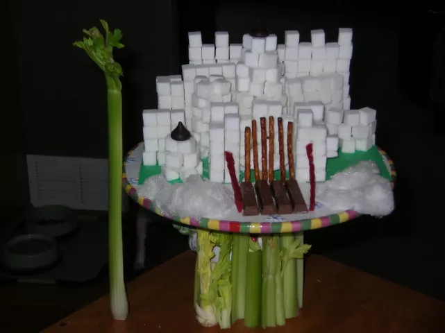 Jim Lugowski of Farmington and his 5-year-old grandson Liam built this giant's castle from "Jack and the Beanstalk." They used celery for the beanstalk and -- Liam's choice -- bouillon cubes for the golden eggs. "And, it was easy to see, that in the spirit of the Pioneer Press Peeps Diorama, a peep would do handsomely for the magic hen," Lugowski wrote.