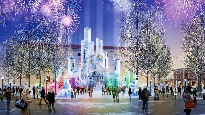 The St. Paul Winter Carnival unveiled the design for an ice palace that will be built in Rice Park as part of the 2018 St. Paul Winter Carnival. The palace will be part of an extended carnival to be held Jan. 25  Feb. 10, 2018, to connect with Super Bowl activities. (Courtesy of the St. Paul Winter Carnival)