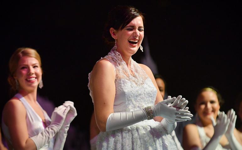 Christine Schrader of Lakeville reacts after being named the 2014 East Wind Princess. (Pioneer Press: Ben Garvin)