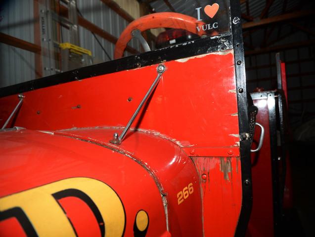 The windshield shows the wear and tear of the years on "Luverne." (Pioneer Press: John Autey)