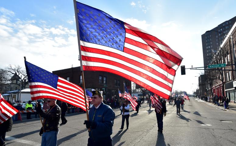 Members of the American Legion march. (John Autey / Pioneer Press)