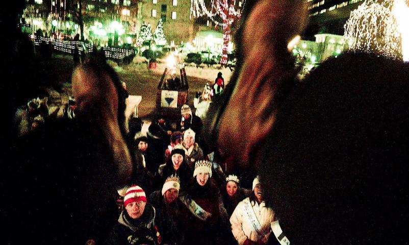 Pioneer Press photographer Ben Garvin was sent skyward by the bouncing team and managed to take this underexposed photo. (Pioneer Press: Ben Garvin)