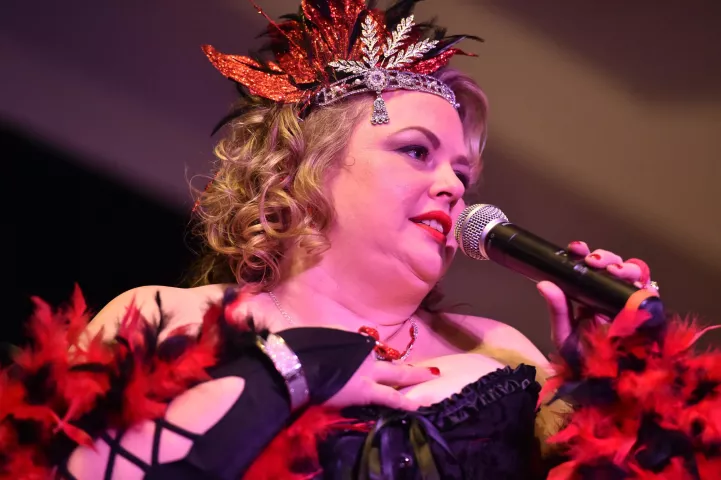 Candidate Kristen Oster, from West St. Paul, performs during the 2017 Klondike Kate Contest at the Envision Event Center in Oakdale on Wednesday, Jan 11, 2017. (Pioneer Press: John Autey)