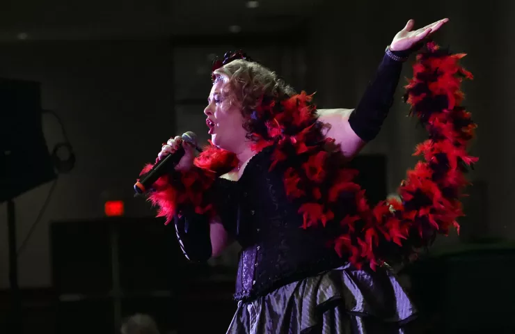 Candidate Kristen Oster, from West St. Paul, performs during the 2017 Klondike Kate Contest at the Envision Event Center in Oakdale on Wednesday, Jan 11, 2017. (Pioneer Press: John Autey)