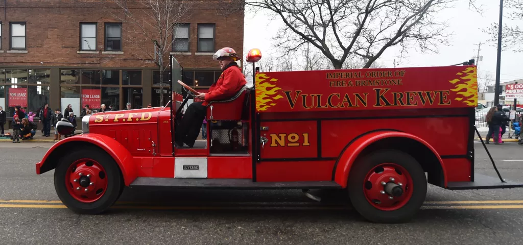 The newly restored Luverne, The Vulcans Fire Truck, in the St. Paul Winter Carnival Grande Day Parade in St. Paul on Jan. 30. (Pioneer Press: John Autey)