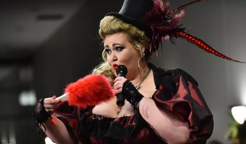 Natalia Hemingway performs in the semifinal round 2018 Klondike Kate Contest at the Envision Event Center in Oakdale on Wednesday, Jan. 10, 2018. (Pioneer Press / John Autey)