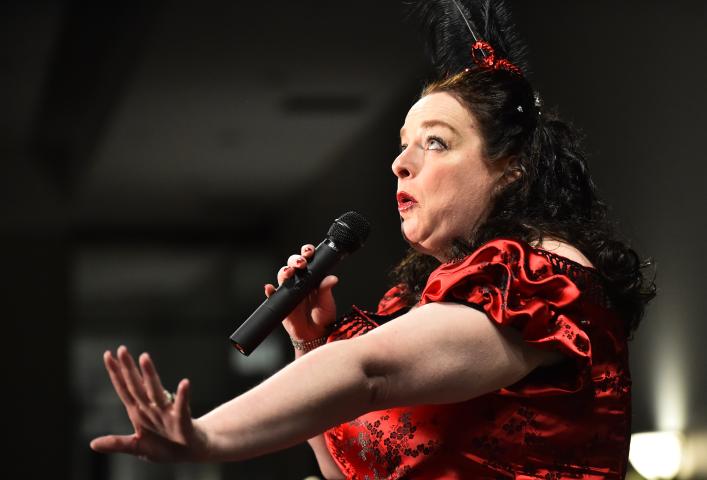 Shelley Pabst performs in the semifinal round 2018 Klondike Kate Contest at the Envision Event Center in Oakdale on Wednesday, Jan. 10, 2018. (Pioneer Press / John Autey)