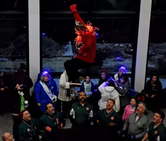Most South Wind Princesses get bounced, said Elaina Hamann, the 2017 South Wind Princess who flew through the air before the start of the St. Paul Winter Carnival Moon Glow Pedestrian Parade in St. Paul on Thursday, Jan. 25, 2018. "I was so ready. I hit my pose, then saw how high I was. I was "oh wow!" "I had so much adrenalin pumping...it was a great way to end my year." (Jean Pieri / Pioneer Press)