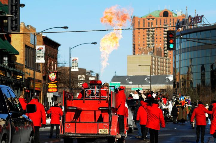 The Vulcans drive down West Seventh Street during the Winter Carnival Grande Day Parade in St. Paul, Saturday January 25, 2014. (Pioneer Press: Jean Pieri)