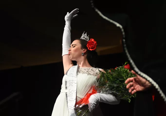 acquelyn Chatelaine, 2018 South Wind Princess, strikes a pose after being crowned at the St. Paul Winter Carnival Royal Coronation at the RiverCentre in St. Paul on Friday, Jan. 26, 2018. (Pioneer Press / John Autey)