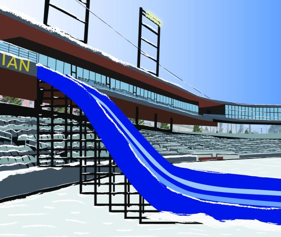 A giant snow slide at CHS Field will be among the St. Paul attractions leading up to Super Bowl 52 in February, officials with Visit St. Paul announced Thursday, Nov. 30, 2017, at CHS Field. (Image courtesy of Visit St. Paul)