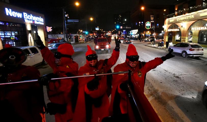 Vulcans wave to drivers and pedestrians. (John Autey / Pioneer Press)