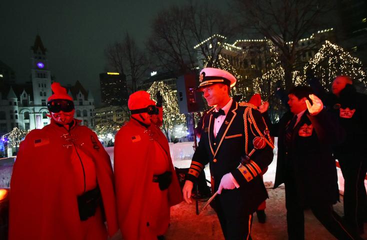 King Boreus LXXXII arrives to regain control of the St. Paul Winter Carnival Ice Palace. (John Autey / Pioneer Press))