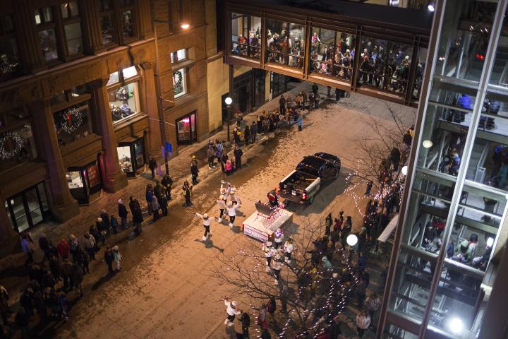 Spectators filled the streets and skyways of Fifth Street. (Liam James Doyle / Special to the Pioneer Press)