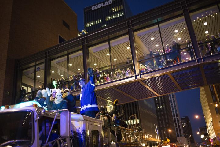 Spectators filled the streets and skyways on a brisk night. (Liam James Doyle / Special to the Pioneer Press)