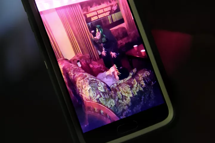 A cell phone video shows Joshua Pelton, Count of Ashes, being tormented by Mike Schmidt, Count Embrious, after her fell asleep on a sofa. (Courtesy photo)