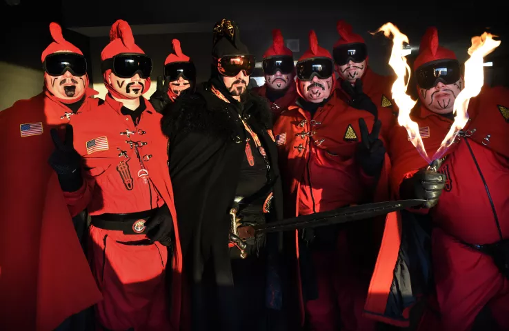 The St. Paul Winter Carnival Vulcans, front row from left: Joe Meives, Count Embrious; Tommy Cherep, Vulcanus Rex 81; Dan Dunleavy, Duke of Klinker; and John Kosse, General Flameous; back row from left are Jim Libke, Prince of Soot; Tony Barrett, Grand Duke Fertilious; Matt Dougherty, Baron Hot Sparkus; and Bill Emerson, Count of Ashes. (Jean Pieri / Pioneer Press)