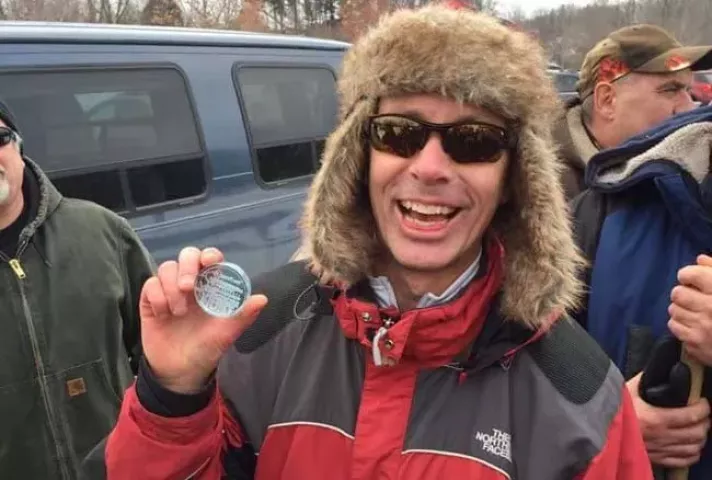 Steve Worthman found the Pioneer Press Treasure Hunt medallion Jan. 22 at Snail Lake Park in Shoreview.