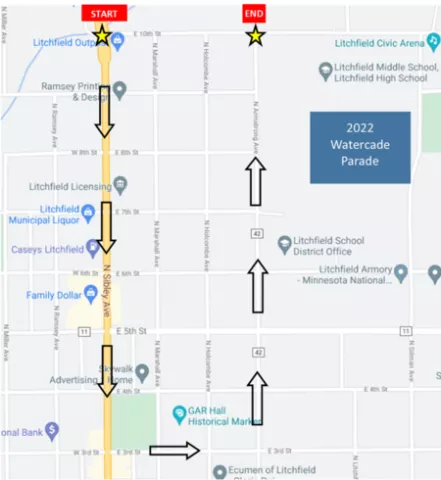 This year's Watercade parade has a new start time — 4 p.m. Saturday — and will follow a slightly different route than last year, with a return to Sibley Avenue.