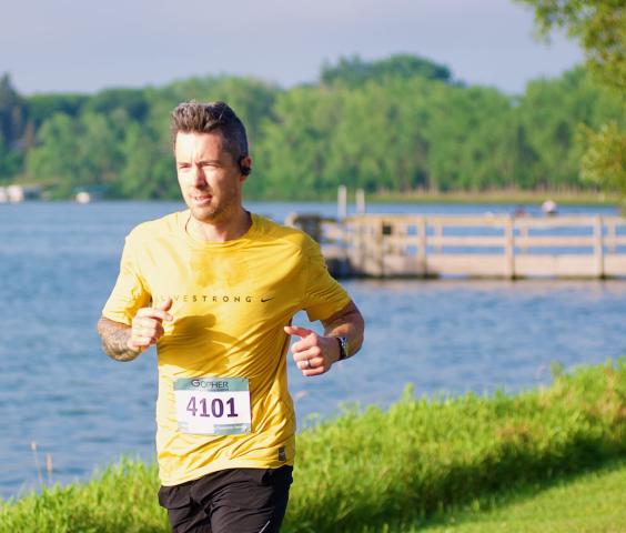 Ryan Adams set a blistering pace during the 4-mile run, finding himself running all alone on the west side of Lake Ripley. Adams, 39, a Litchfield native who now lives in White Bear Lake, won the run with a time of 23:17.2.