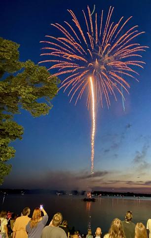 All eyes are to the sky as fireworks erupt Friday night over Lake Ripley, one of the highlights of Watercade weekend. The fireworks capped an afternoon and evening at Memorial Park on the shores of Lake Ripley, where events includes a sand sculpture contest, followed by a beach party, along with a variety of food vendors and souvenir stands.