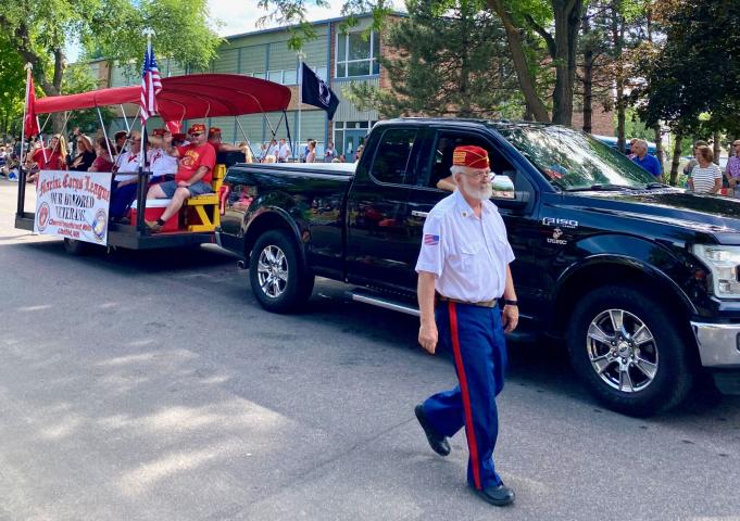 Marine Corps League members were among the many organizations participating in the Grand Day Parade Saturday afternoon.