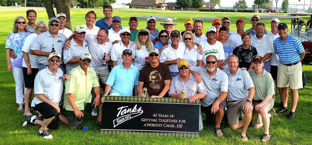 Nearly 40 Tanks gather Friday for a group shot at the Litchfield Golf Course. The group's founder, Mark Scharmer, is in the front row, second from right.