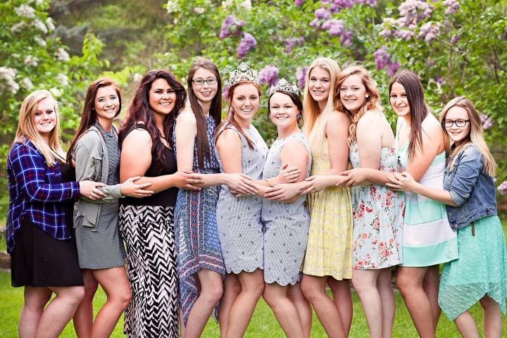 This year’s Litchfield royalty candidates include, from left, Hailey Stoffer, Justine Madsen, Cindy Amparo-Espinoza, Ariana Jackman, current Miss Litchfield Karly Nelson, Litchfield Princess Autumn Raiber, Shelbie Behnke, Michelle Oster, Kaitlyn Hansen and Brandi Grandlund. Not pictured is Litchfield Princess Kaitlynn Beighley.  PHOTO BY ERIKA HART PHOTOGRAPHY