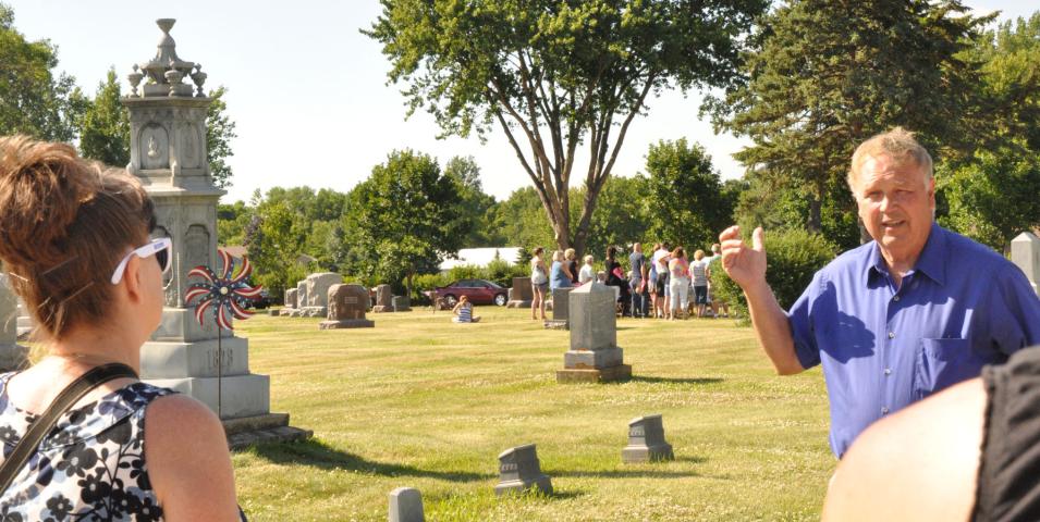 Rep. Dean Urdahl (R-Acton Township) portrayed A.C. Smith, an early attorney in Meeker County whose rare monument is made of zinc, also known as white bronze. Smith penned a historical book in 1876, through which he interviewed people involved and obtained first-person accounts of the formation of Meeker County and the U.S.-Dakota War of 1862.
